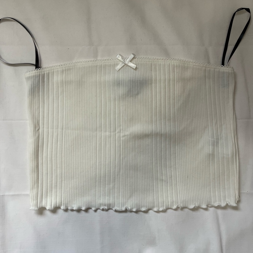Forever 21 Cream Ribbed Tube Top